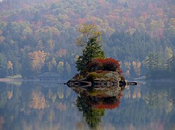 "Small Island in Lower Saranac Lake.jpg", uploaded by User:Mattes