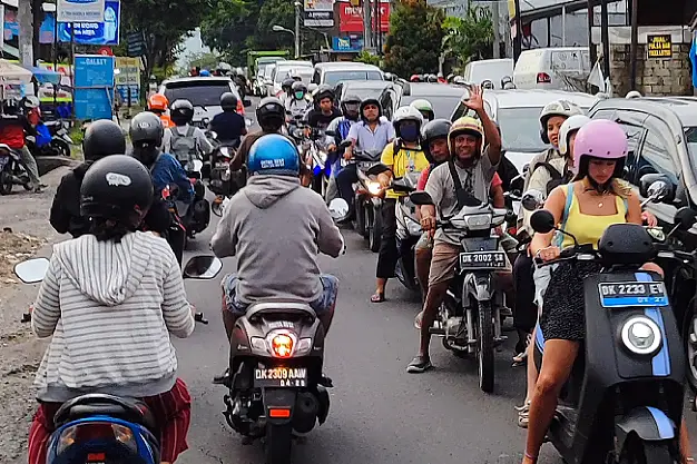 happy in Bali traffic